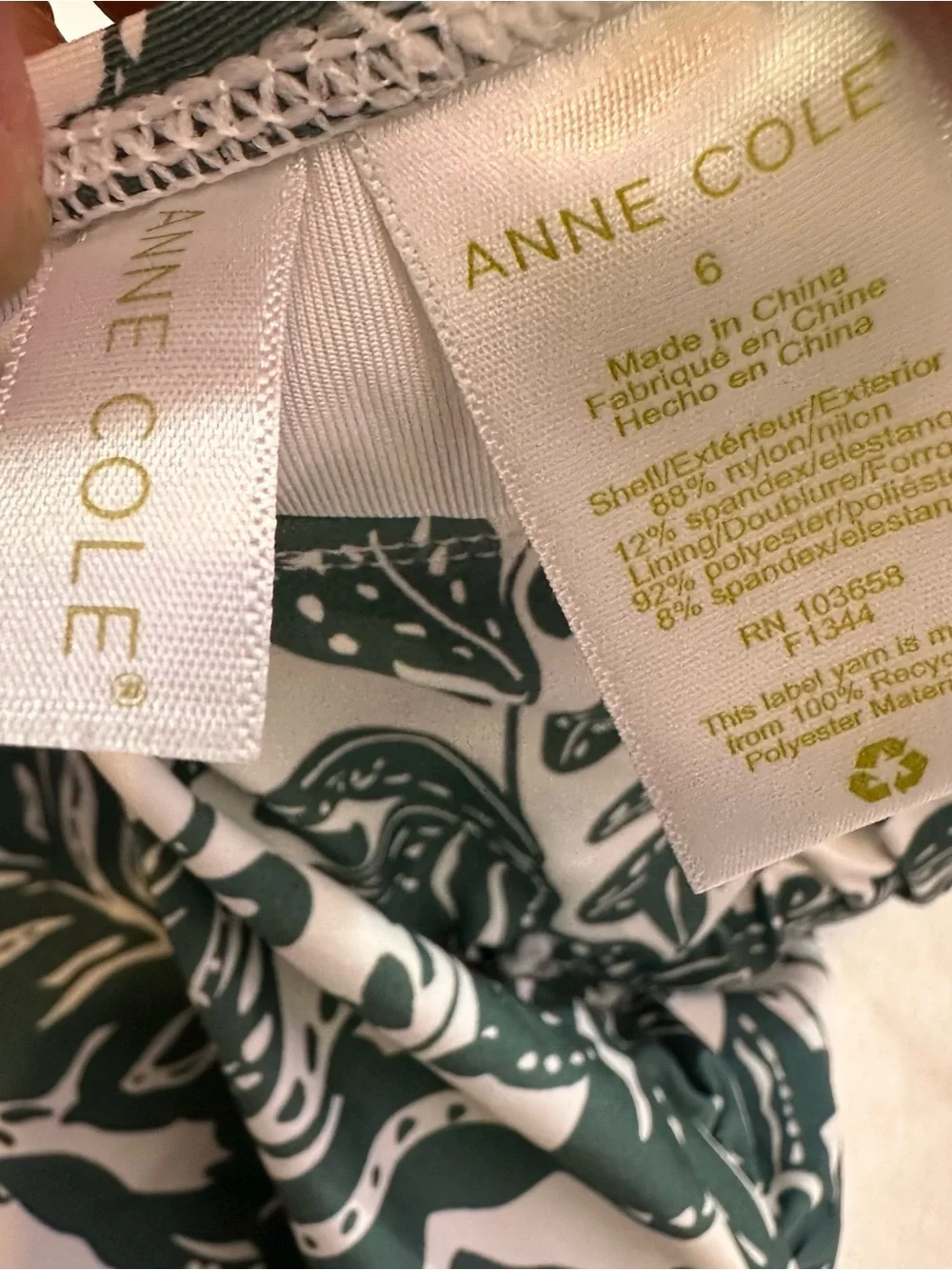 Anne Cole Strapless Green Tropical-Print One-Piece Swimsuit
